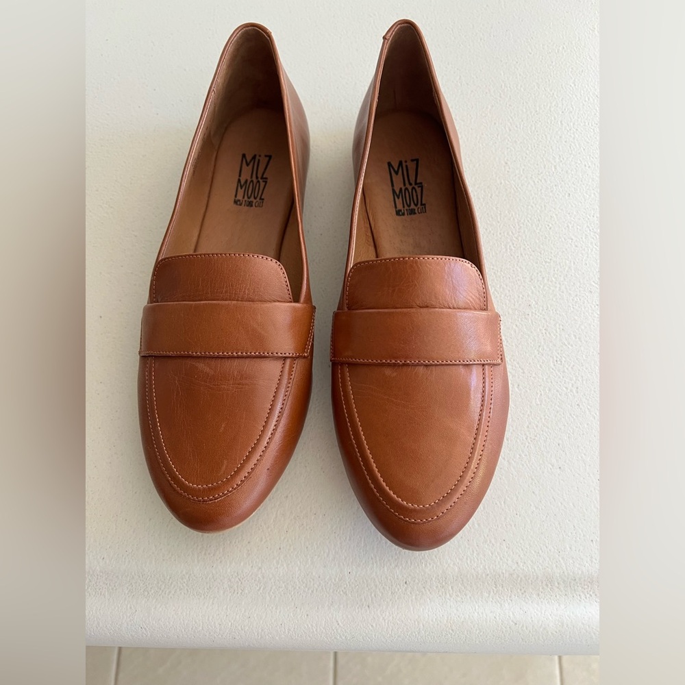 Miz Mooz KEN Leather Loafers, Made in Portugal, Brandy, Women’s EU Size 39 NEW
